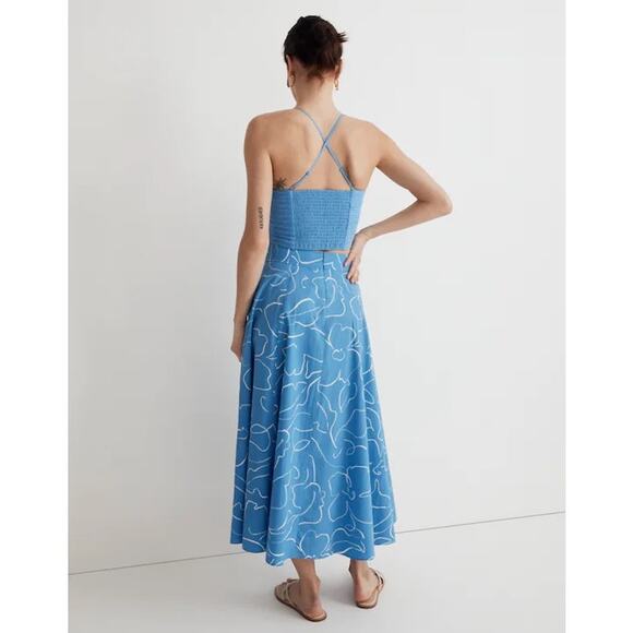 MADEWELL NWT Poplin Crop Tube Top Ornamental Blue Pleated Crisscross Size 6 - Picture 6 of 12